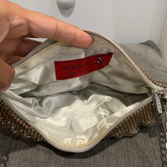 Malini M. New York Gold/Silver Metallic Mesh Handbag - Picture 5 of 7